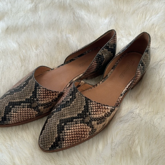 Madewell Marisa d’ Orsay Flat Snakeskin Embossed Leather - Picture 2 of 5